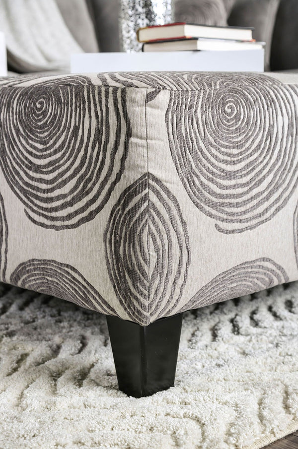 English Elm Transitional Gray Patterned Ottoman - Oversized Square Design For Versatile Seating & Decor Use B2741P356307-GIGA