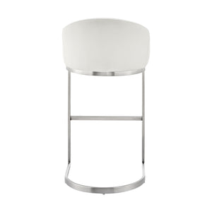 English Elm Ambrie 30" Bar Stool Brushed Stainless Steel with White Faux Leather, Cantilever Base, 250lb Capacity B2736P354388