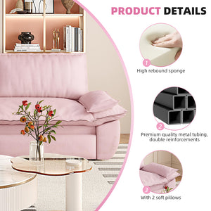 English Elm 73.2" Queen Sleeper Sofa Convertible Corduroy Loveseat for Guest Room or Living Space Pink W1885S00230