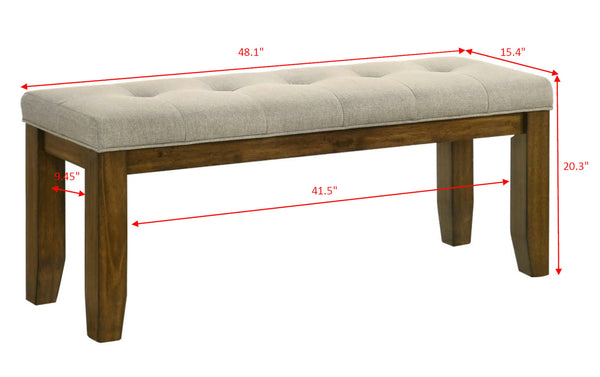 English Elm 1pc Tailored Tufted Upholstered Bench 47.6" W Soft Neutral Fabric Luxurious Comfort Modern Dining B2741P369858
