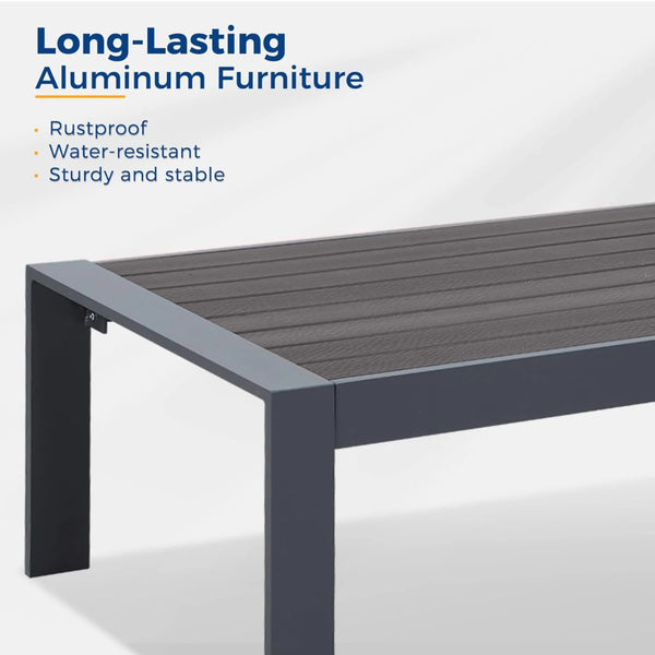 English Elm 5-piece Rust-proof Aluminum Outdoor Sectional Set with Wpc Table for Patio Hosting B082S00088