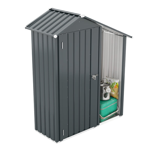 English Elm Campcraft Galvanized Steel Outdoor Storage Cabinet with Lockable Compartment and Firewood Rack W1598P382301