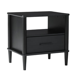 English Elm Walker Edison - Transitional Solid Pine Spindle Nightstand with Drawer and Open Cubby, Minimalist Handles, Low-Profile Black 26 L x 18.75 W x 5.5 H B185P168937