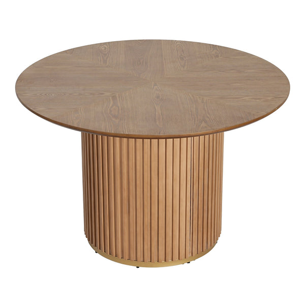 English Elm Christopher Knight Home® - 47.25" Round Pedestal Dining Table - Natural Wood Finish, Seats 4-5, Perfect For Any Space! N771P358147A_N771P358148A