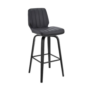 English Elm Quorin 30" Swivel Bar Stool In Gray Faux Leather With Black Wood Legs – Modern Comfort & Style Upgrade B2736P268621-GIGA
