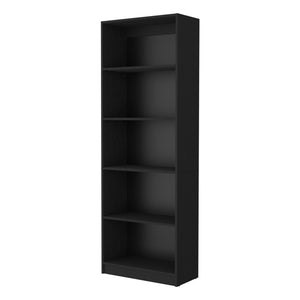 English Elm Sutton Black 4-Shelf Bookcase with Extra Open Shelf, Space-Saving Particle Board Storage Unit B128P176161