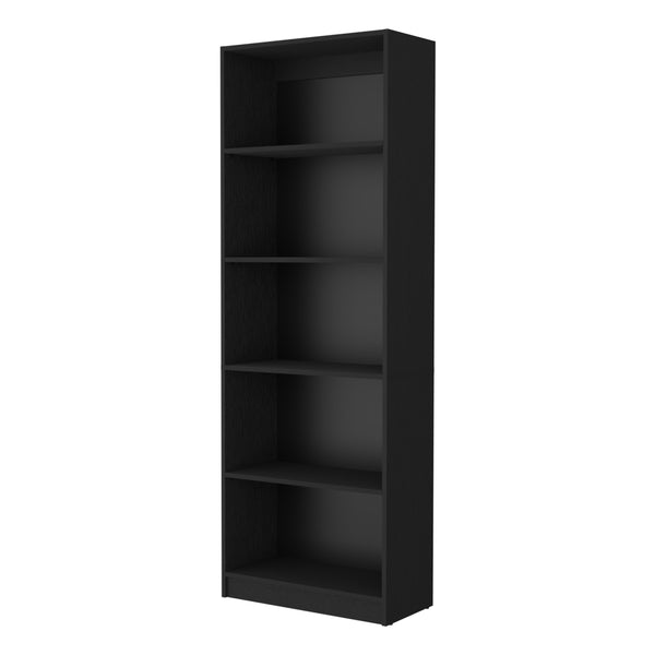 English Elm Sutton Black 4-Shelf Bookcase with Extra Open Shelf, Space-Saving Particle Board Storage Unit B128P176161