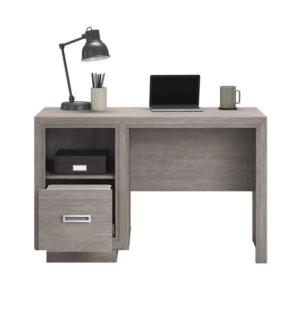 English Elm Desk, Space-Saving Medium Grey Finish With Storage Drawer & Cable Management For Home Office Use B356P354414