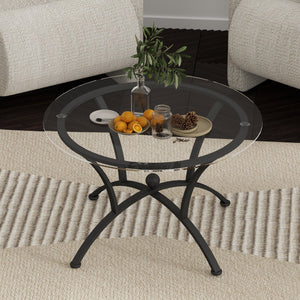 English Elm 3 Piece Tempered Glass Coffee Table Set – Rustic Black End Tables For Stylish Living Room Décor W2167P221147