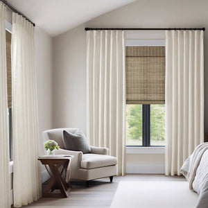 English Elm 2-piece Pinch Pleat Poly Linen Curtain Panels Tailored Formal Drape for Any Room Ivory B035P482983