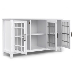 English Elm Connaught Solid Wood Buffet with Glass Doors Bronze Hardware Heritage Dining Storage White B136P436047