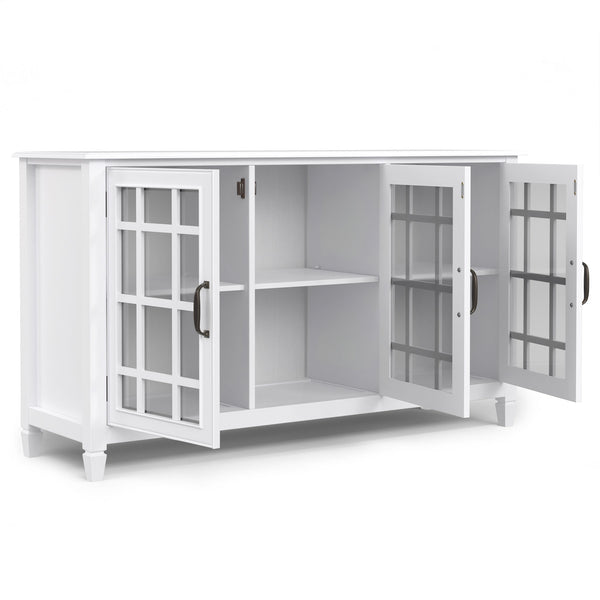 English Elm Connaught Solid Wood Buffet with Glass Doors Bronze Hardware Heritage Dining Storage White B136P436047