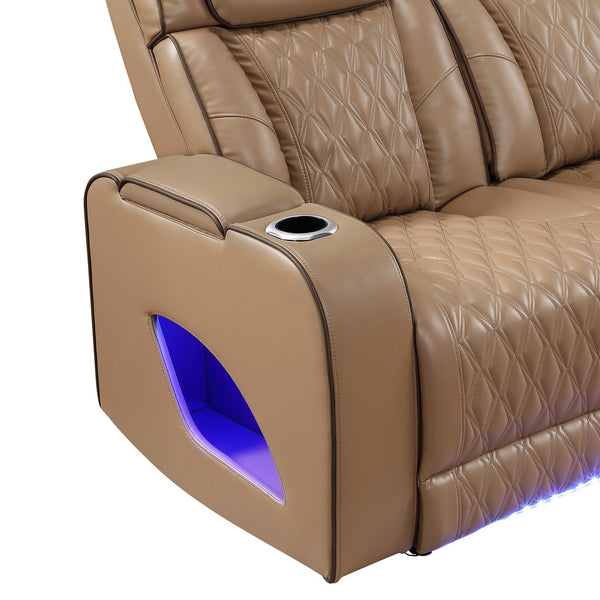 English Elm Fortuner Power Reclining Sofa Set with Led Lighting Massage and Faux Leather B009S02222