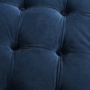English Elm Ottoman Oversized Velvet Square Tufted Cocktail Piece for Glam Living Room Decor Blue 69074.00BLU