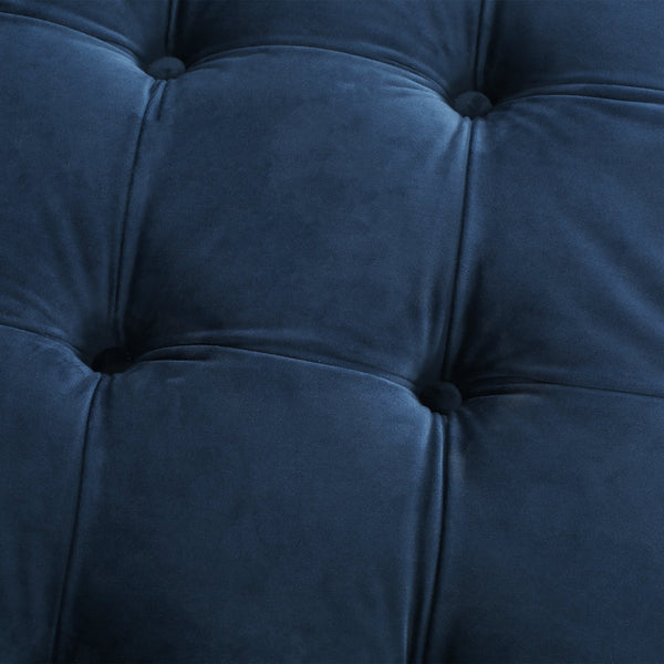 English Elm Ottoman Oversized Velvet Square Tufted Cocktail Piece for Glam Living Room Decor Blue 69074.00BLU