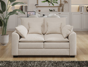 English Elm 55" Loveseat Couch 2-Seater Sofa With Pillows Polyester Upholstery Down Filled Cushion Sofa For Living Room Apartment,Beige