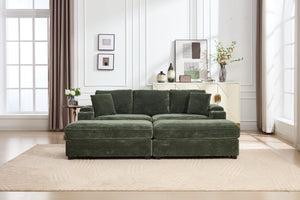English Elm combination Modular Corduroy Sectional with Usb Charging Deep Foam Seats Green W2120S00013