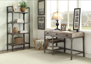 English Elm Weathered modern writing desk with metal iron legs, 3 drawers, spacious 47" workspace in oak finish B062P215483