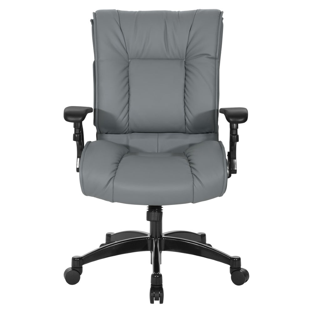 OSP Home Furnishings Leather Executive Conference Chair with Lumbar Support Pillow Top Ergonomic Seating 9333E-EC42