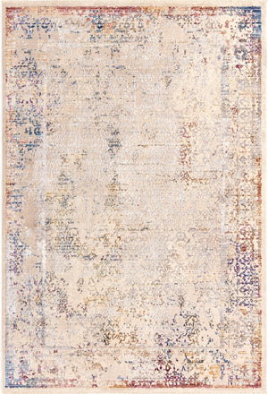 Unique Loom Deepa Ombre Machine Made Floral / Botanical Rug Ivory, Beige/Gray/Silver/Rust Red/Blue/Light Brown 5' 3" x 7' 10"