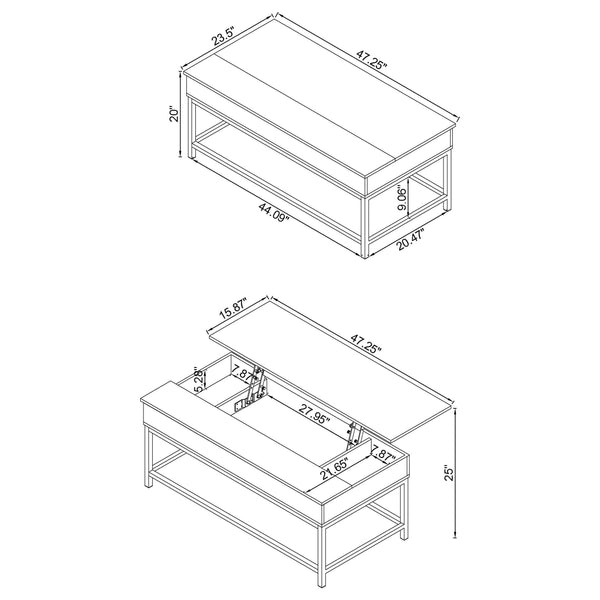 English Elm Golden Oak Lift Top Coffee Table and End Set with Hairpin Legs Storage B062S01437