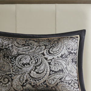 English Elm 5 Piece Aubrey Reversible Jacquard Bedspread Set King with Paisley Motif, Gold Sheen, Quilted Elegance Black 22.83 L x 18.11 W x 8.27 H B03597642