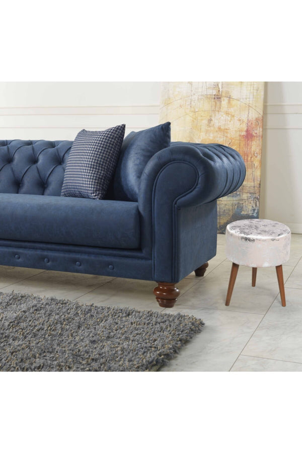 English Elm Flora Ottoman 106 - Elegant Ivory Silver Pattern, Compact Footrest & Extra Seating For Any Space B029P210380