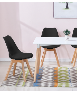 English Elm Modern Scandinavian Dining Chairs Set of 2 with Padded Seat and Back Support, Wood Legs, Black Finish B011P360646