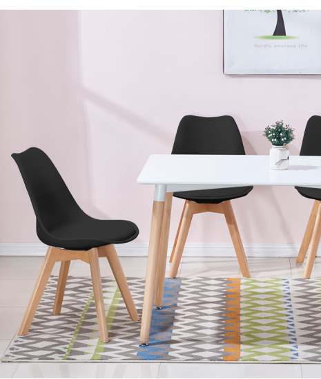 English Elm Modern Scandinavian Dining Chairs Set of 2 with Padded Seat and Back Support, Wood Legs, Black Finish B011P360646