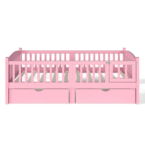 English Elm Metal Twin Over Full Bunk Bed White Steel Frame Space Saving Slat Support for Teens Pink W1580P383109