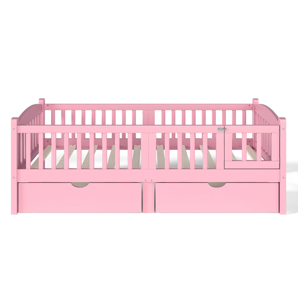 English Elm Metal Twin Over Full Bunk Bed White Steel Frame Space Saving Slat Support for Teens Pink W1580P383109