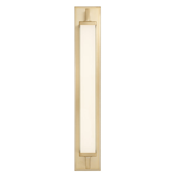 English Elm 28-inches Warm Brass Dimmable Led Vanity Bar Light for Modern Bathroom Walls Antique Brass B370P394094