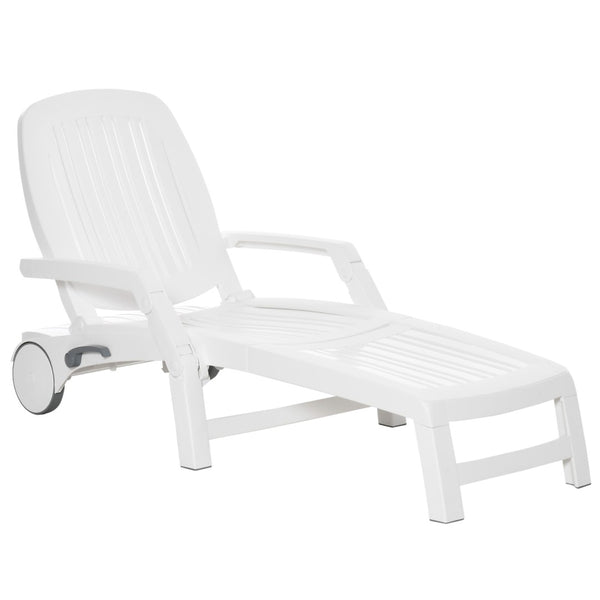 English Elm Outsunny Adjustable Outdoor Chaise Lounge Chair With Wheels, Storage Box & Quick Assembly For Relaxation W2225P174093-GIGA