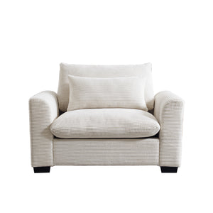 English Elm Beige Corduroy Deep Seat Accent Chair - Plush Comfort With Lumbar Support For Living Rooms & Offices W714S00635