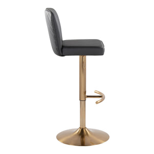 English Elm Henry Adjustable Barstool Set Of 2 - Modern Gold Metal & Black Faux Leather With Swivel Comfort B202S00939