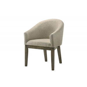 English Elm 2 Piece Upholstered Dining Chair Set in Reclaimed Weathered Grey, Rubber Wood Frame, Cozy Polyester Upholstery, Curved Arms, Sturdy Support B011P379441