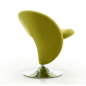English Elm Curl Wool Blend Swivel Lounge Chair with Polished Chrome Base, 360° Comfort, Modern Curl Design Green B365P398000