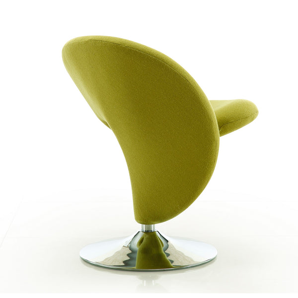 English Elm Curl Wool Blend Swivel Lounge Chair with Polished Chrome Base, 360° Comfort, Modern Curl Design Green B365P398000
