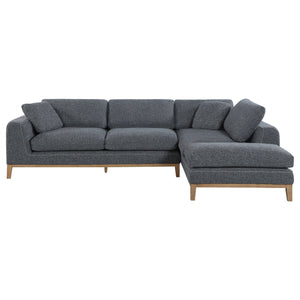 English Elm Harlan Mid-Century Grey L-Shape Sectional Sofa with Wooden Platform Base, Plush Upholstery & Pillows B062S01154