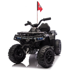 English Elm 24v Kids Electric Ride-on Atv with Dual Motors Bluetooth Led Lights and Flag Poles Black W1578P305893