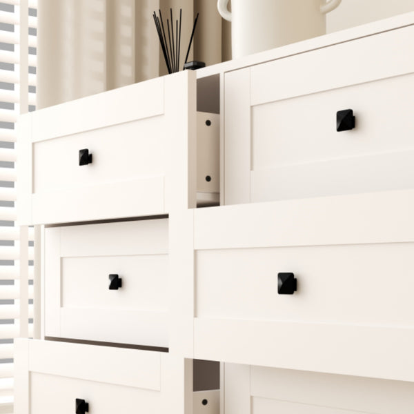 English Elm Chest Of Drawers - 6-Drawer Ancient White Farmhouse Storage Solution For Stylish Clutter Control W2139P241086