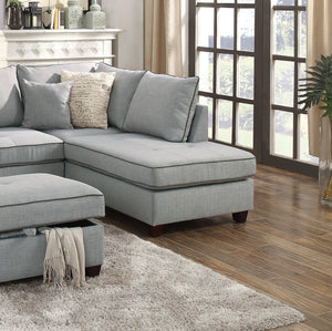 English Elm Beautiful 3-pcs Sectional Sofa with Reversible Chaise and Storage Ottoman Plush Summer Hues Comfort LIGHT GREY 76 L x 35 W x 16 H B011S01055