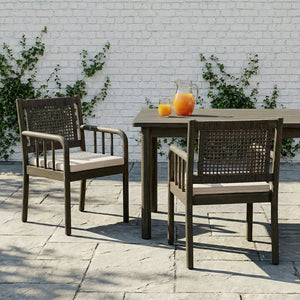 English Elm Stacking Outdoor Wicker Armchair Aluminum Frame Patio Dining Seat Weather Resistant N776P346165G