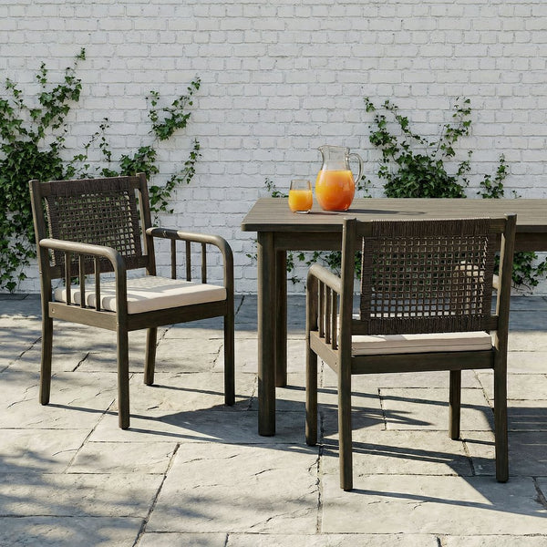 English Elm Stacking Outdoor Wicker Armchair Aluminum Frame Patio Dining Seat Weather Resistant N776P346165G