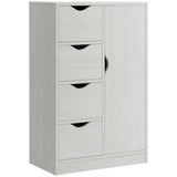 English Elm Homcom Freestanding Storage Cabinet, Bathroom Floor Cabinet With 4 Drawers and Door, White Wood Grain