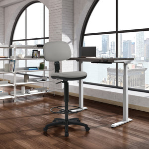 OSP Home Furnishings Sculptured Ergonomic Drafting Chair with Vinyl Upholstery for Studio and Lab Workspaces Dillon Steel DC517V-R112