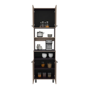 English Elm Otomo Dual-Tone Pantry Cabinet with 5 Shelves & 4 Doors, Coffee Station Shelf, Tall MDF Storage B200P335367