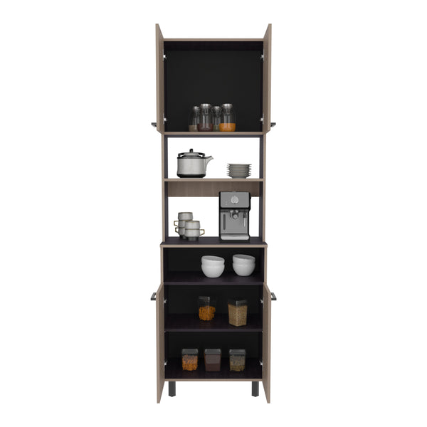 English Elm Otomo Dual-Tone Pantry Cabinet with 5 Shelves & 4 Doors, Coffee Station Shelf, Tall MDF Storage B200P335367