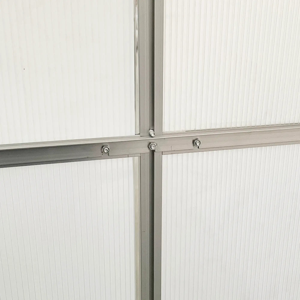 English Elm 6.2'x8.3'x6.6' Walk-in Aluminum Polycarbonate Greenhouse with Vent and Rain Gutters T3971S00048