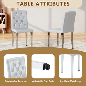 English Elm 4-piece Brown Suede Dining Chair Set with Tufted Back and Walnut Metal Legs Light Gray,Silver W1151P361183